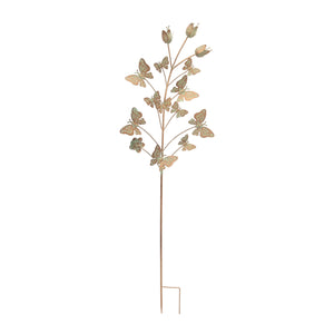 Iron Butterfly and Floral Garden Stake (Set of 2)