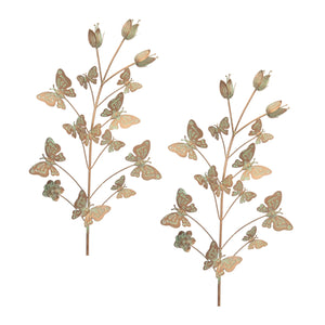 Iron-Butterfly-and-Floral-Garden-Stake-(Set-of-2)-Garden-Decor