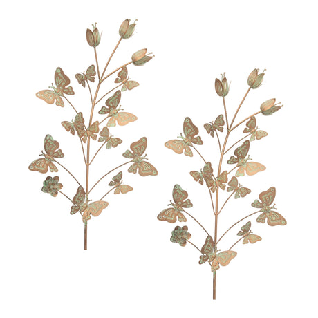Iron-Butterfly-and-Floral-Garden-Stake-(Set-of-2)-Garden-Decor