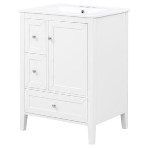 Modern Bathroom Vanity With Sink, Soft Close Drawers & Door, Storage Rack
