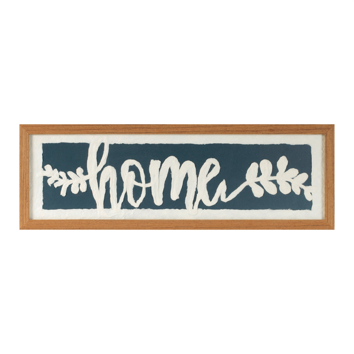 Framed home floral plaque under glass 24"l