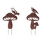 Metal Bird and Mushroom Garden Stake (Set of 2)