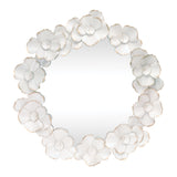 Metal floral sculpture wall mirror 32"d