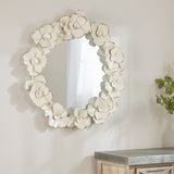 Metal floral sculpture wall mirror 32"d