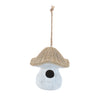 Mushroom Birdhouse with Wicker Design 8"H