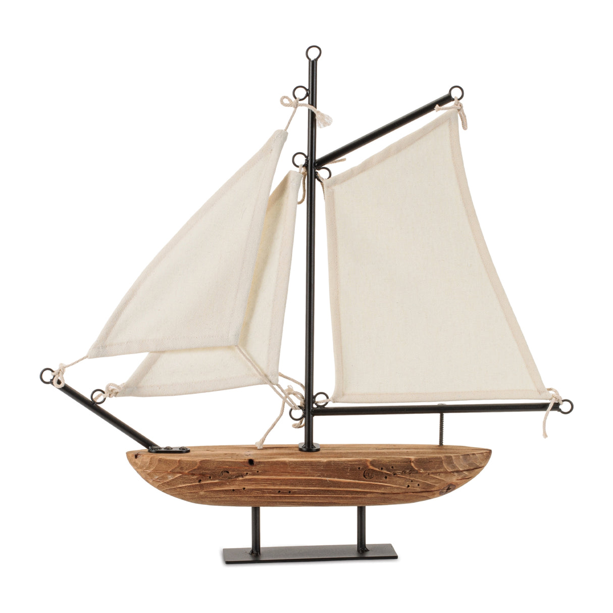 Wood and iron sailboat sculpture 19.5"l