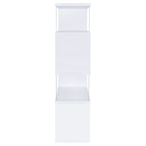 Emelle 63-inch 4-shelf Glass Panel Bookshelf White