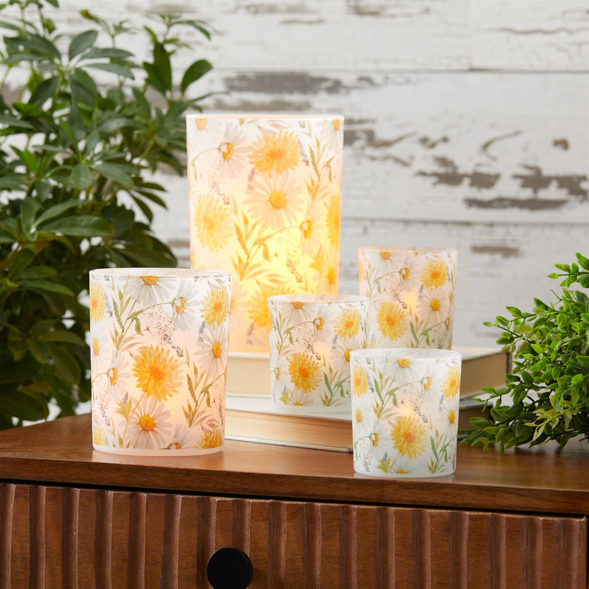 Floral print votive candle holder (set of 3)