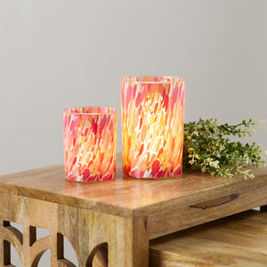 Painted glass candle holder (set of 2)