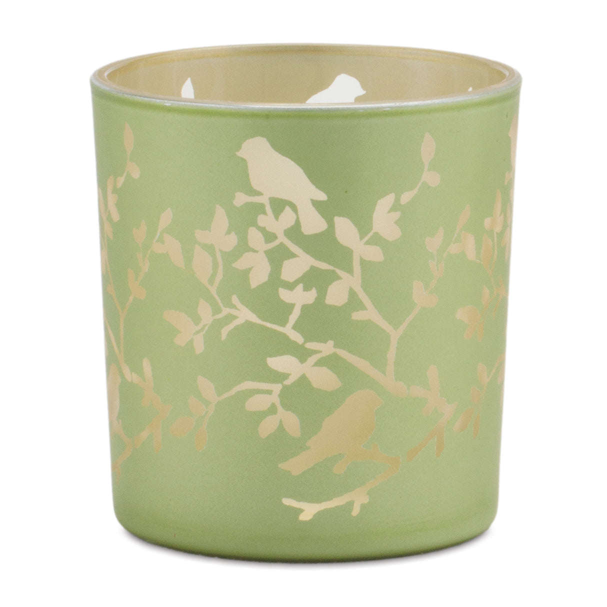 Frosted floral bird votive candle holder (set of 3)