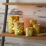 Frosted floral bird votive candle holder (set of 3)