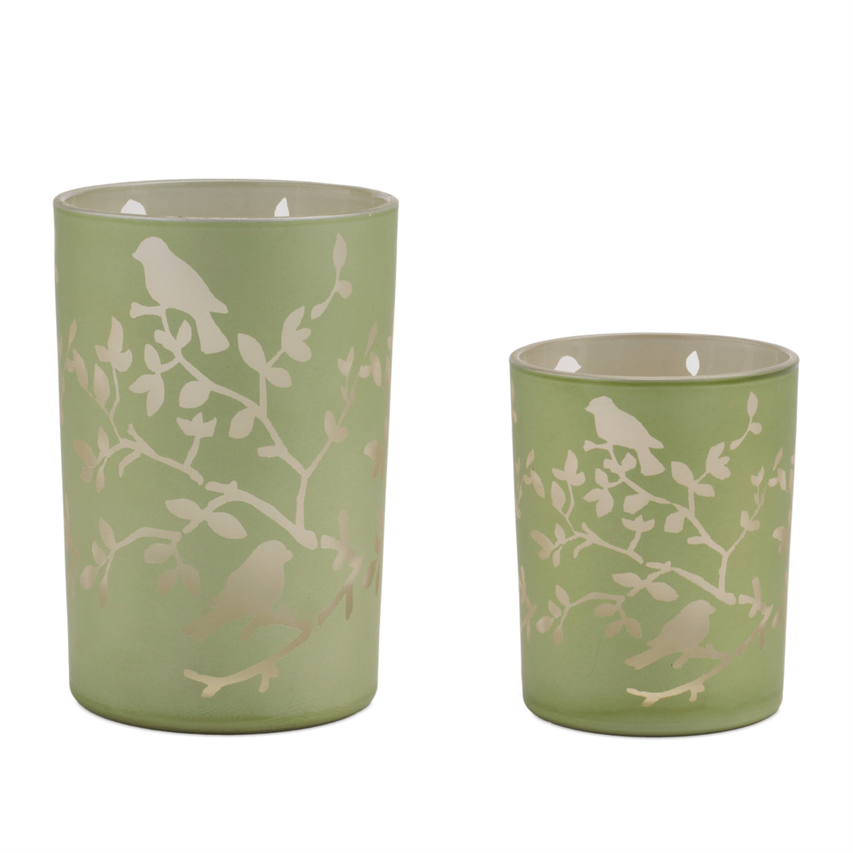 Frosted-floral-bird-candle-holder-(set-of-2)-Candle-Holders
