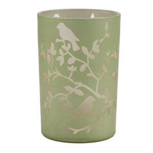 Frosted floral bird candle holder (set of 2)