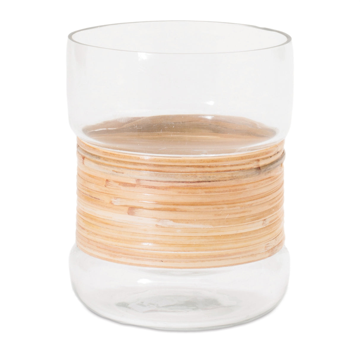 Glass-candle-holder-with-bamboo-accent-(set-of-4)-Candle-Holders