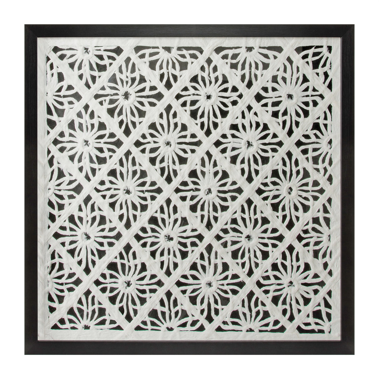 Framed floral wall décor under glass 19.5"sq
