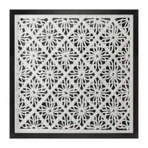 Framed Floral Wall Decor Under Glass 19.5" Square