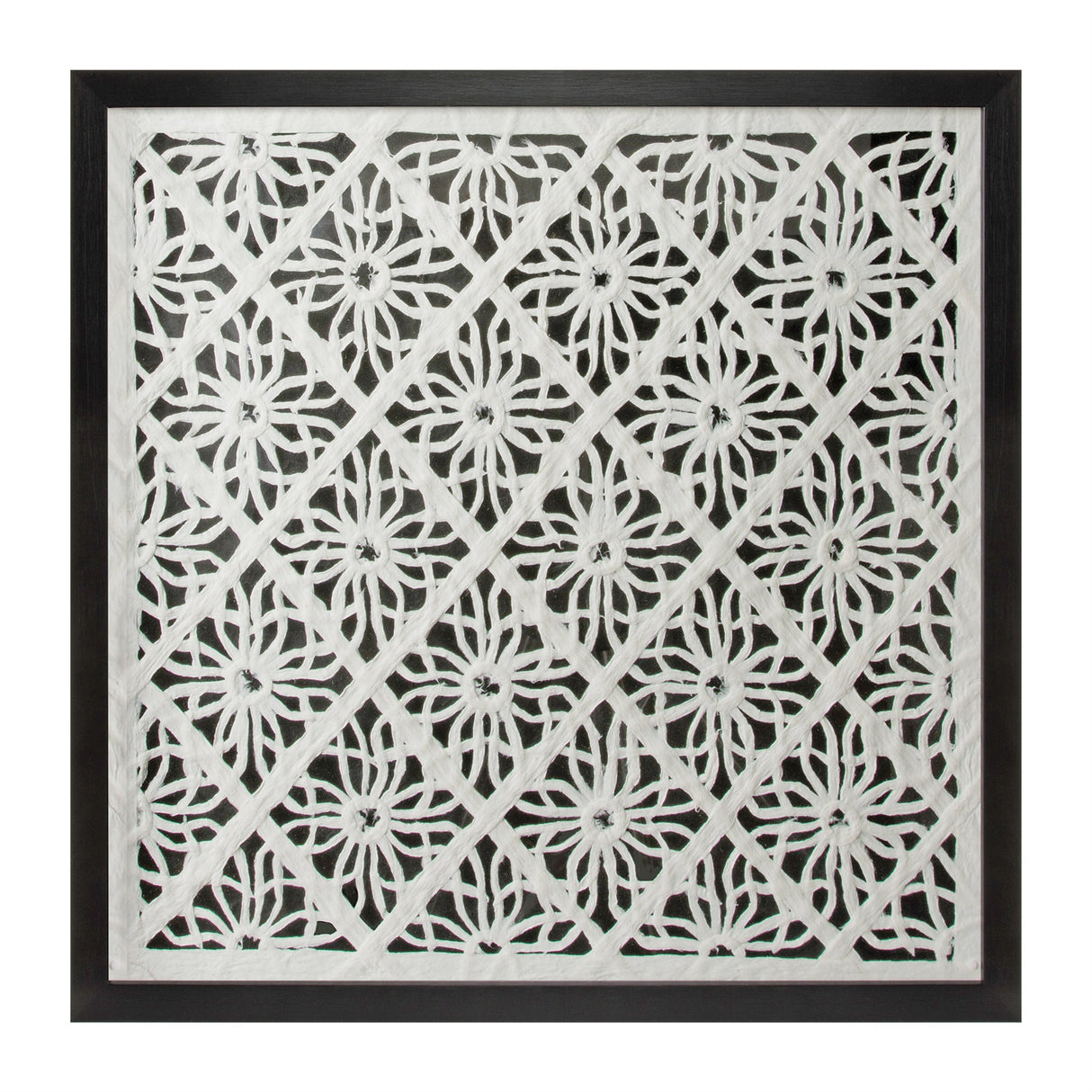 Framed Floral Wall Decor Under Glass 19.5"SQ