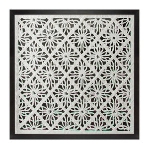 Framed Floral Wall Decor Under Glass 19.5"SQ