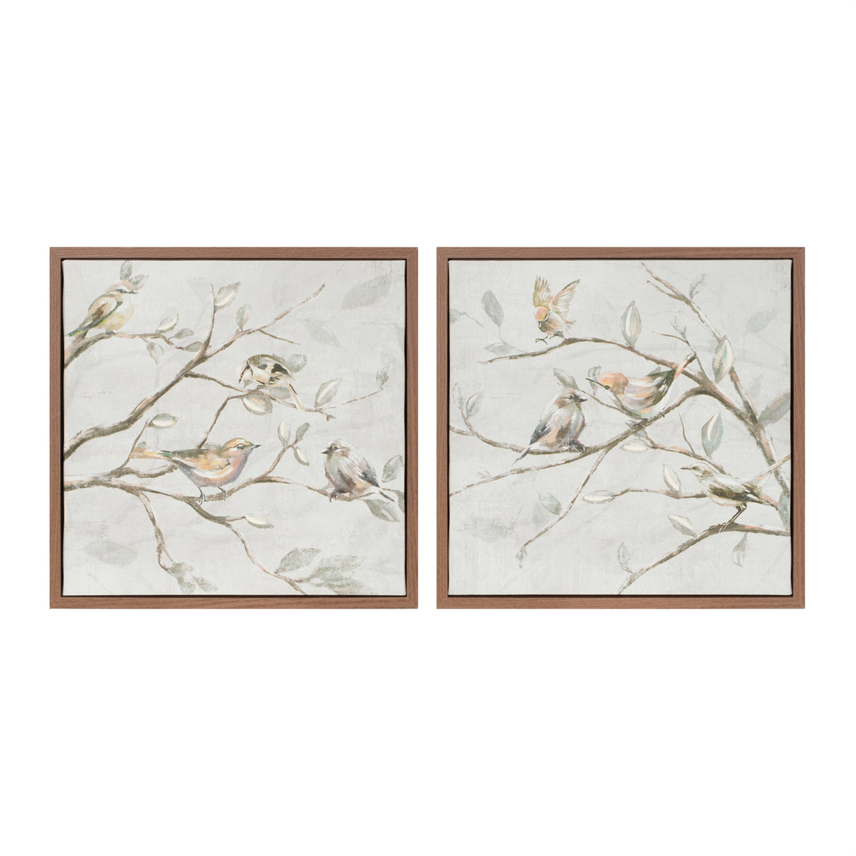 Framed birds on branches canvas art (set of 2)