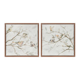 Framed birds on branches canvas art (set of 2)