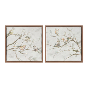 Framed birds on branches canvas art (set of 2)