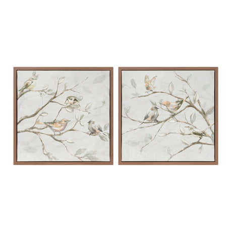 Framed birds on branches canvas art (set of 2)