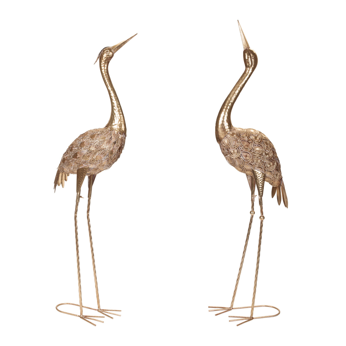 Hammered-metal-crane-décor-(set-of-2)-Decorative-Objects