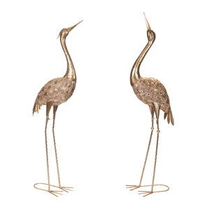 Hammered-metal-crane-décor-(set-of-2)-Decorative-Objects