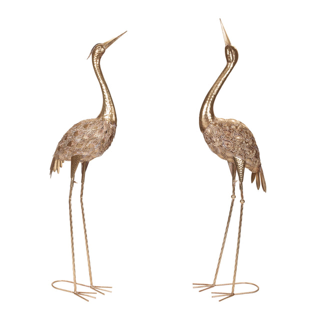 Hammered-metal-crane-décor-(set-of-2)-Decorative-Objects