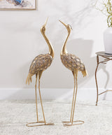 Hammered metal crane décor (set of 2)