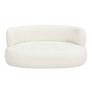 Shep 36' Curved Dog Sofa Bed, Medium, Ivory White Boucle