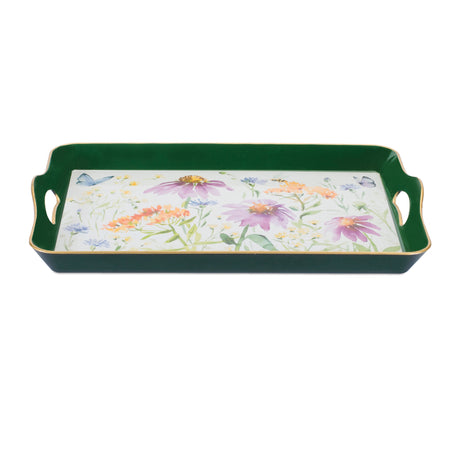 Wildflower insect print tray with handles 17"l