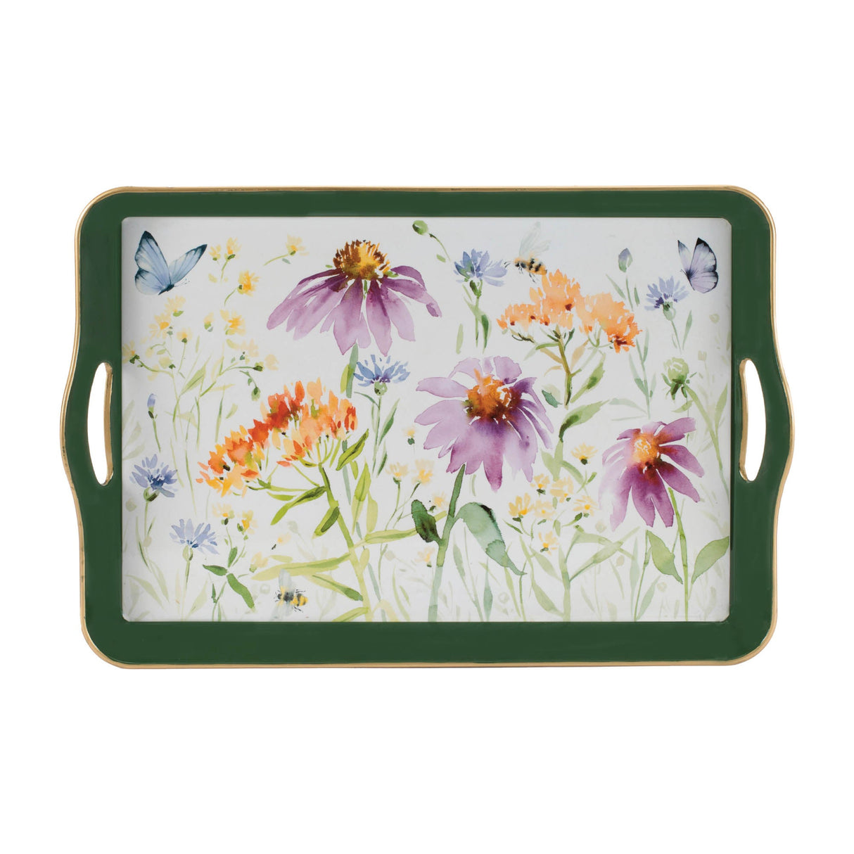 Wildflower Insect Print Tray with Handles 17"L