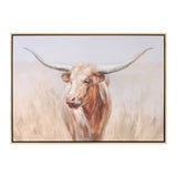 Framed long horn cattle wall art 28"l
