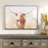 Framed long horn cattle wall art 28"l
