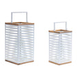 Metal-box-lantern-with-natural-wood-accents-(set-of-2)-Lighting-Decorations