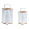 Metal-box-lantern-with-natural-wood-accents-(set-of-2)-Lighting-Decorations