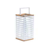 Metal box lantern with natural wood accents (set of 2)