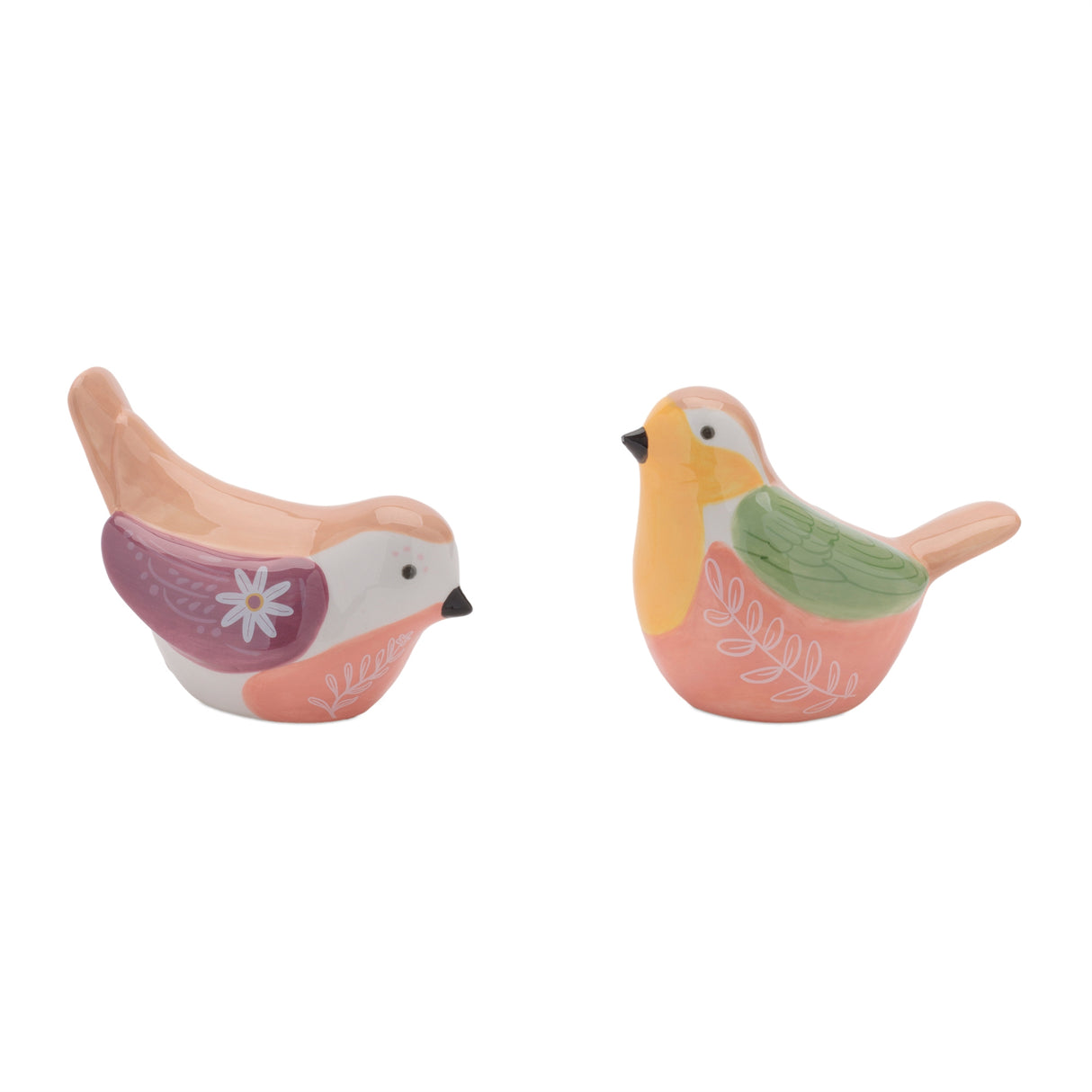 Multicolored ceramic bird figurine (set of 2)