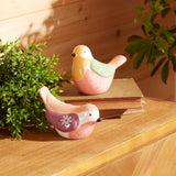 Multicolored ceramic bird figurine (set of 2)