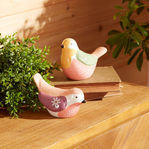 Multicolored ceramic bird figurine (set of 2)