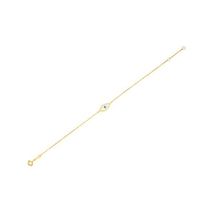 14k Yellow Gold MOP Evil Eye Bracelet (1.00 mm)