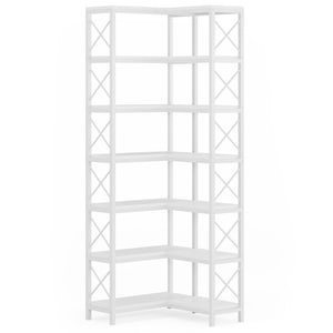7 Tier Corner Bookshelf Storage Unit for Living Room