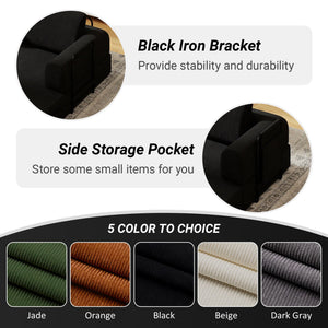 Convertible Sleeper Sofa Bed With Cylindrical Pillow, Fixed Shape Frame