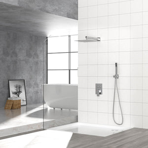 Dual Shower Head System With Square Rain Shower And Rough In Valve