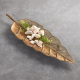 Distressed metal leaf tray (set of 2)