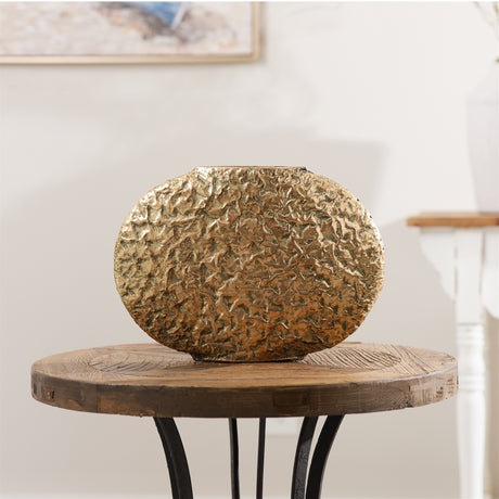 Distressed flat metal vase (set of 2)