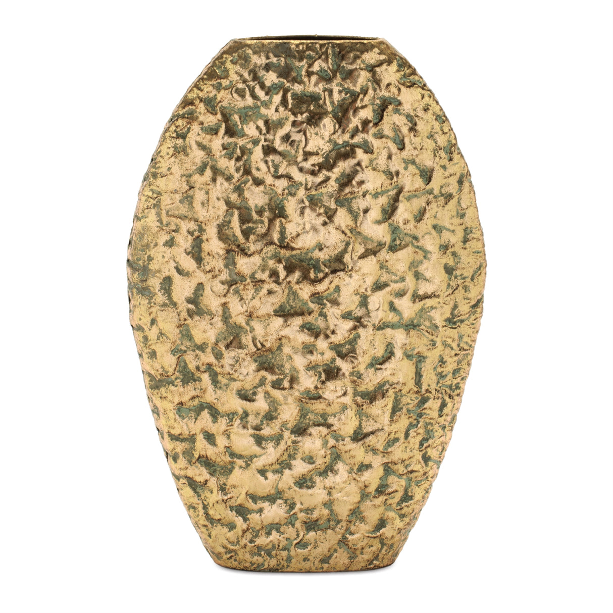 Distressed flat metal vase (set of 2)