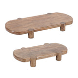 Mango wood pedestal tray (set of 2)