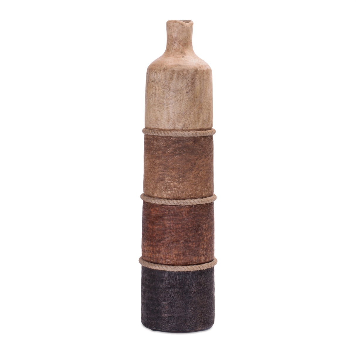 Multi-toned mango wood floor vase 23.75"h